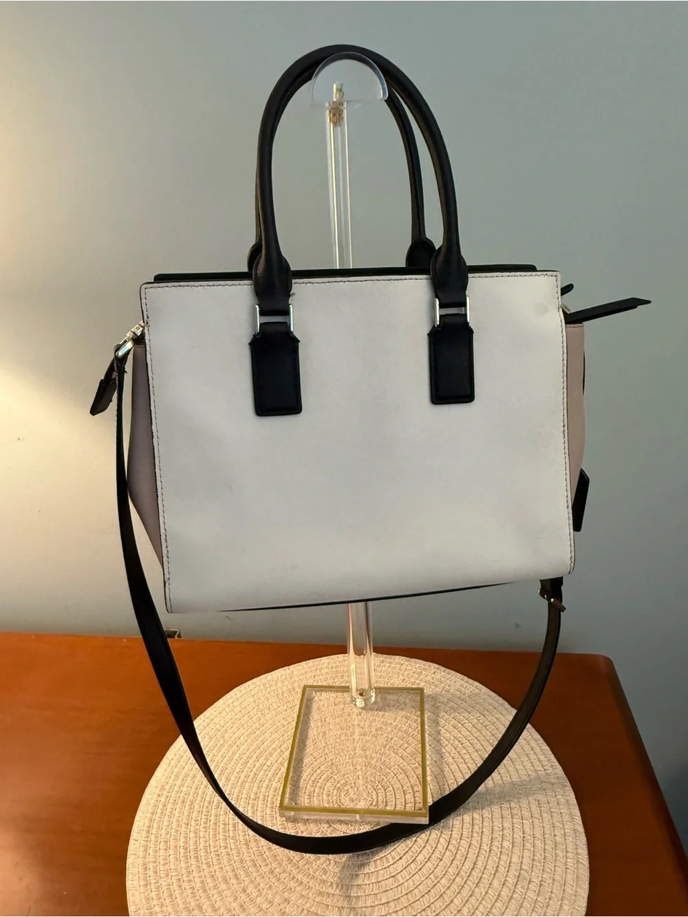 Kate Spade  White, Black and Blush Colorblock Satchel